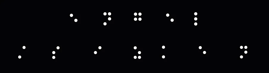 Close-up of the poster's two rows of white Braille dots on black, spelling ENGEL / SİZKEN.